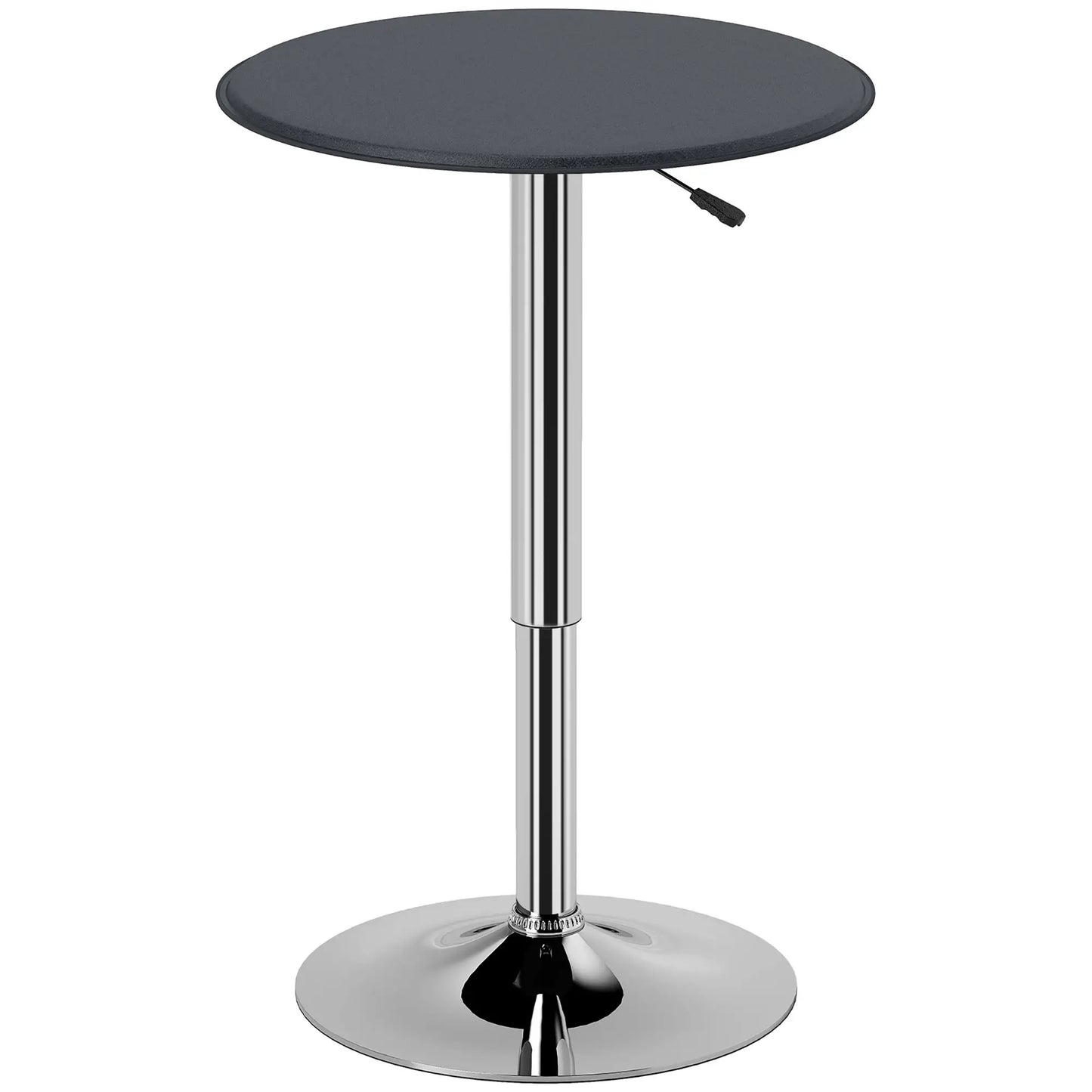 Round Bar Table, Adjustable Height, Faux Leather Top, Chrome Base, Black Bar Tables & Dining Tables Black Faux Leather, Chrome at Gallery Canada