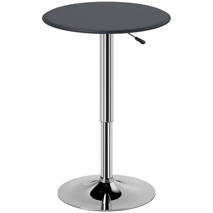 Round Bar Table, Adjustable Height, Faux Leather Top, Chrome Base, Black Bar Tables & Dining Tables Black Faux Leather, Chrome at Gallery Canada