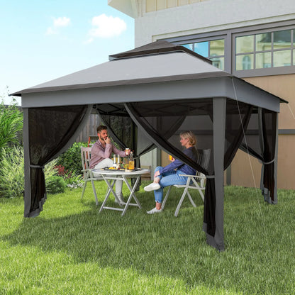 10.7 x 10.7ft Pop Up Gazebo, Adjustable Sun Shelter, Dark Grey Pop Up Canopies at Gallery Canada