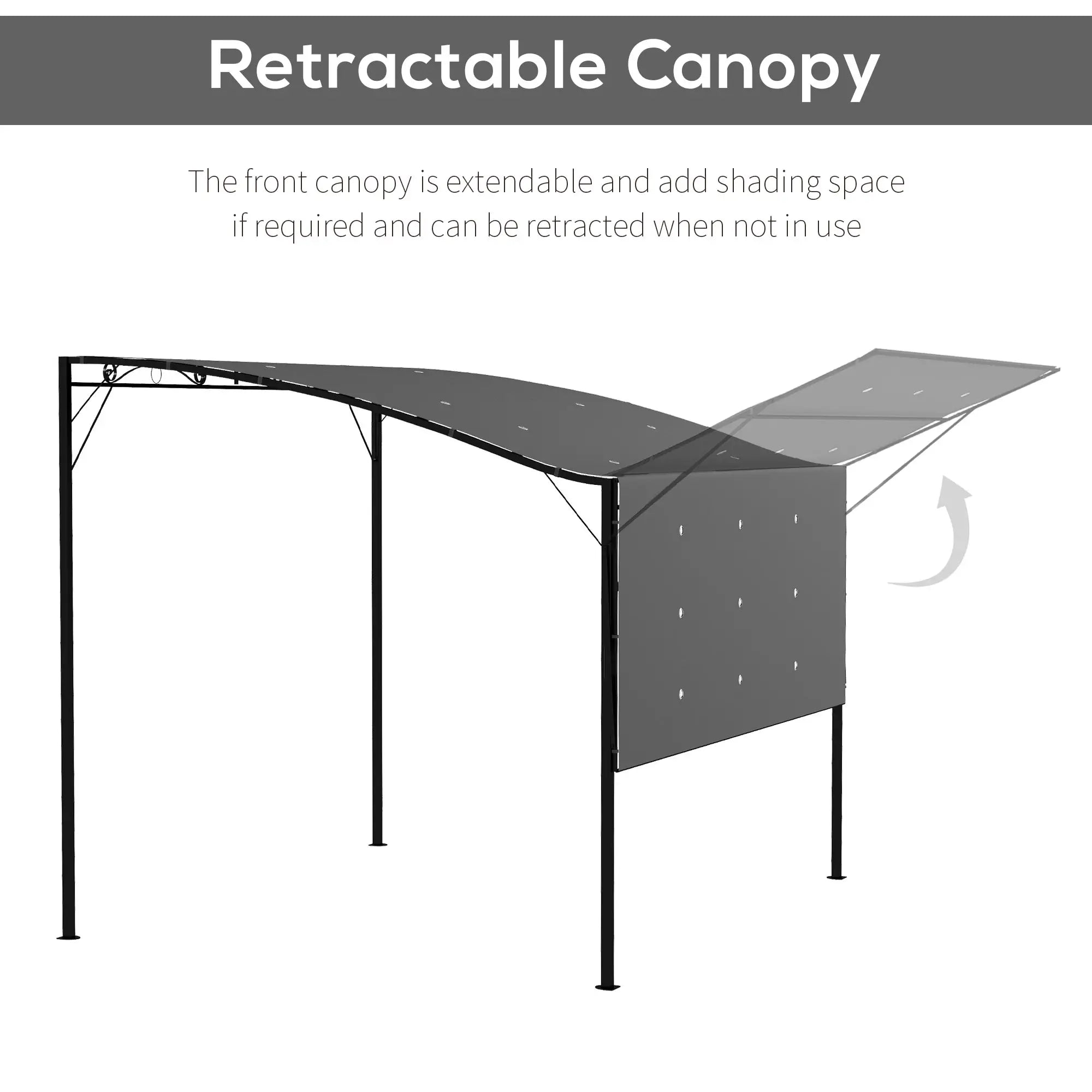 10x8ft Metal Gazebo, Extendable Side Awning, Dark Grey Pergolas at Gallery Canada