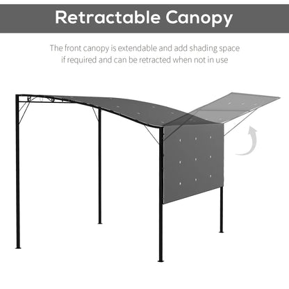 10x8ft Metal Gazebo, Extendable Side Awning, Dark Grey Pergolas at Gallery Canada
