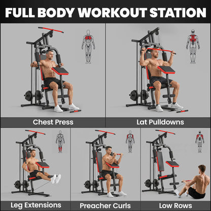 Home Gym Equipment, Multifunctional Weight Machine with Pulley System for Full Body Strength Training, Black Power Towers at Gallery Canada