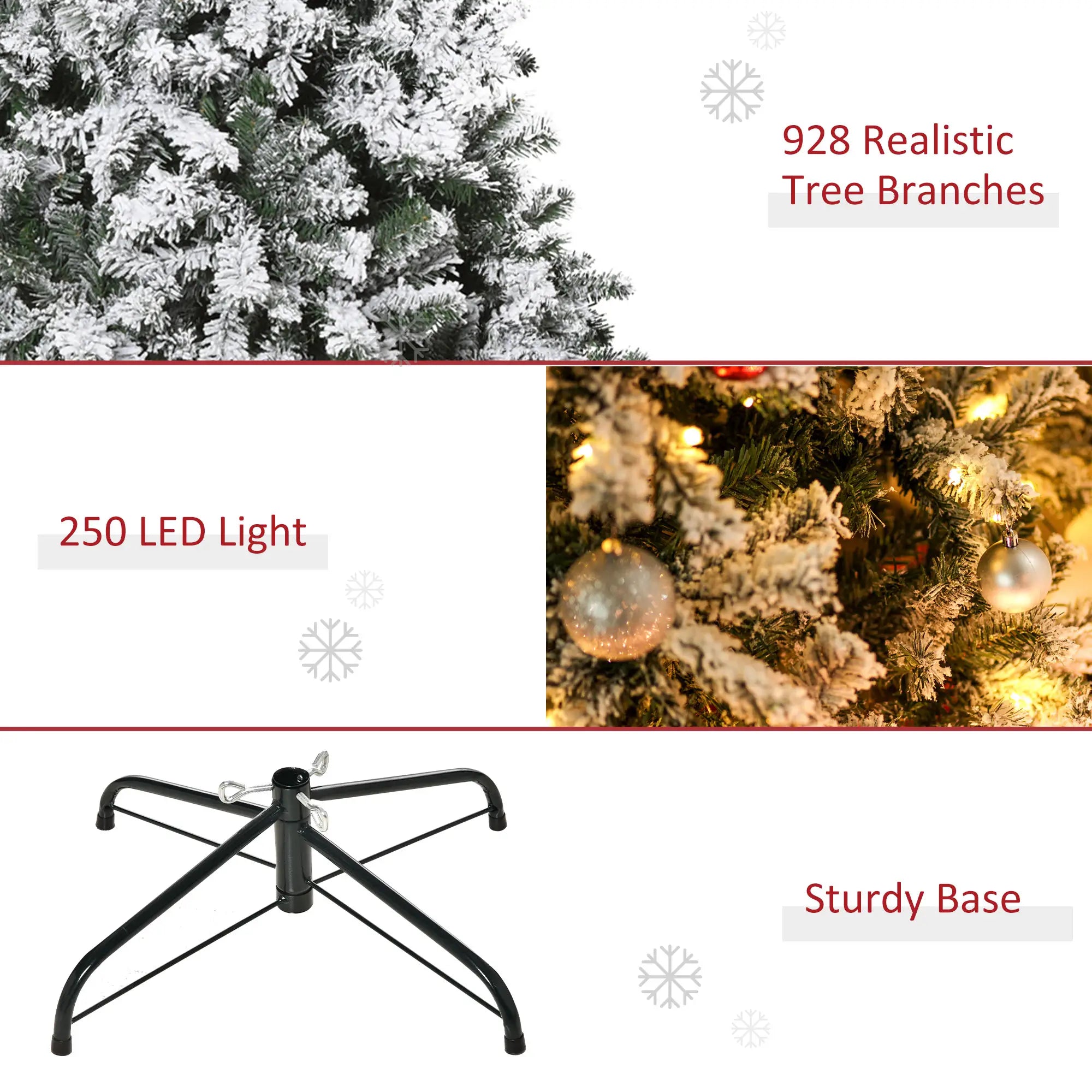 6ft Snow Flocked Artificial Christmas Tree, 250 LED Lights, 928 Branches Flocked Christmas Trees at Gallery Canada