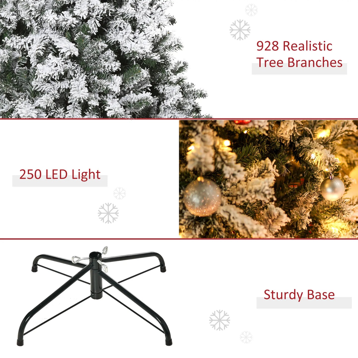 6ft Snow Flocked Artificial Christmas Tree, 250 LED Lights, 928 Branches Flocked Christmas Trees at Gallery Canada