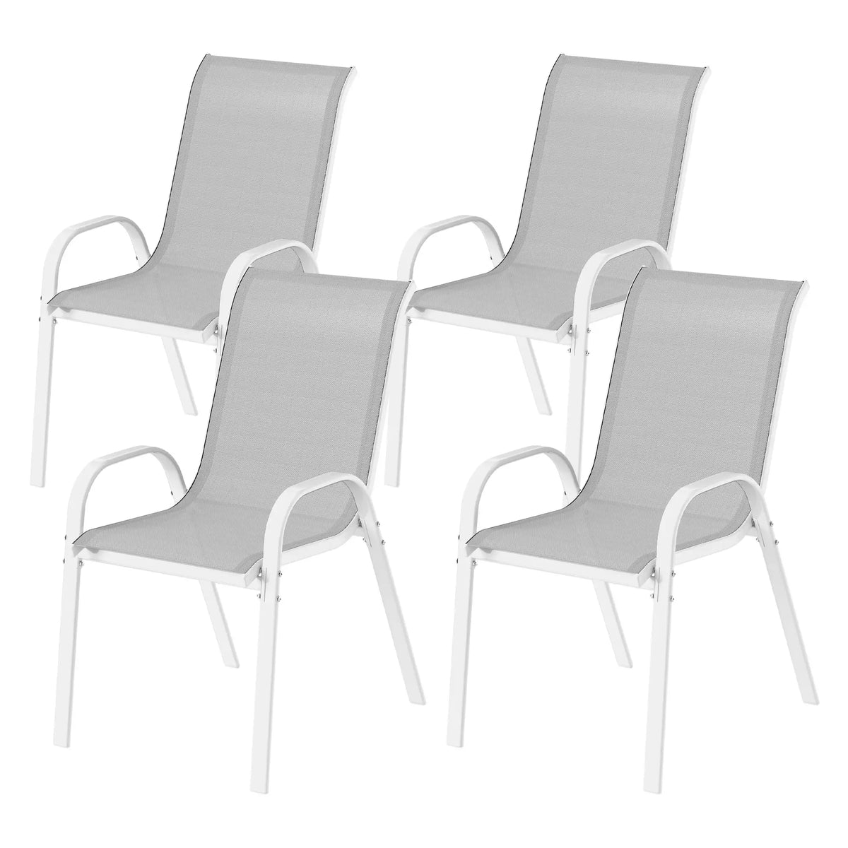 Outdoor Dining Chairs, Stackable With High Back, Breathable Mesh Seat, White Outdoor Dining Sets White at Gallery Canada