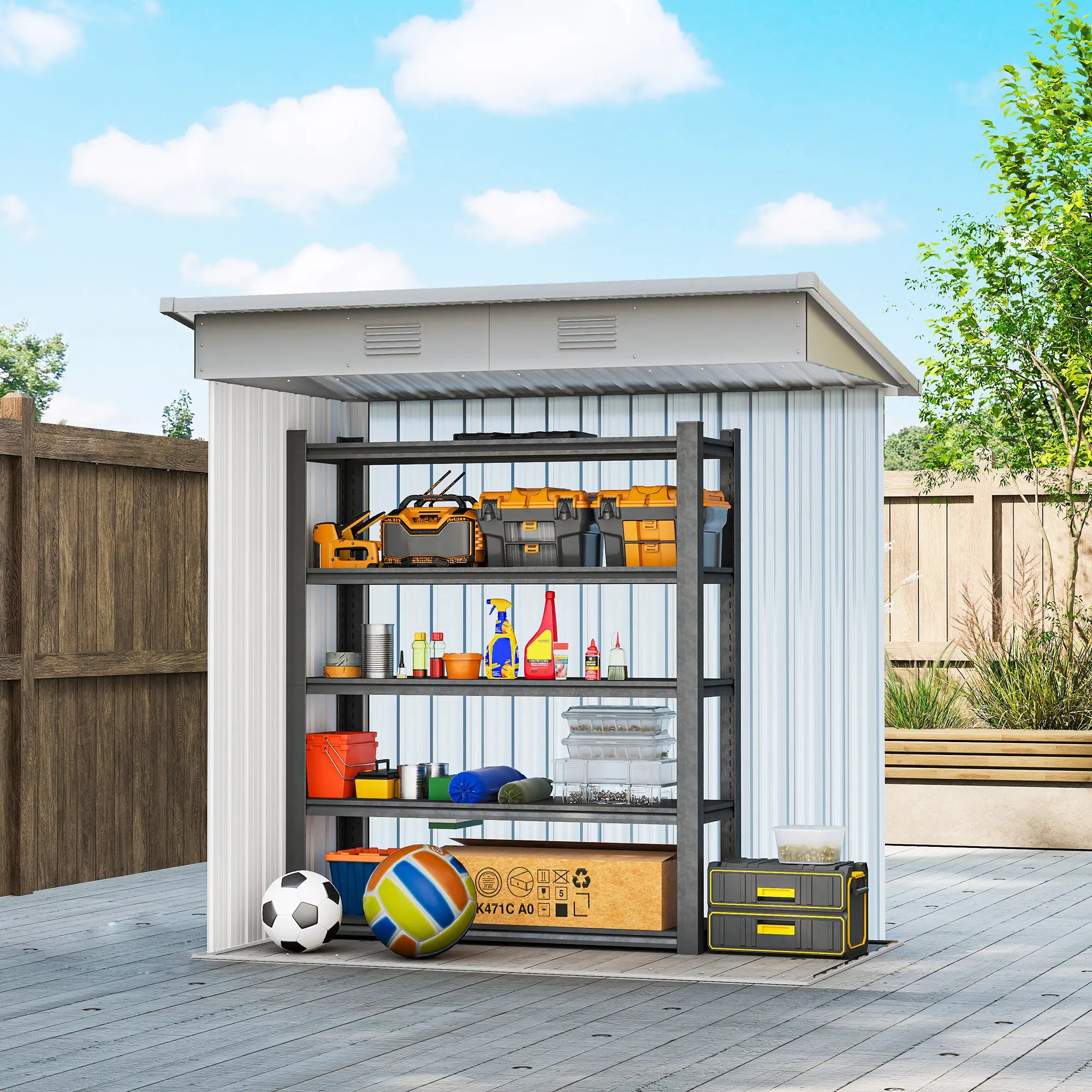 6' x 4' Metal Outdoor Storage Shed, Garden Tool Organizer, Charcoal Grey Sheds at Gallery Canada