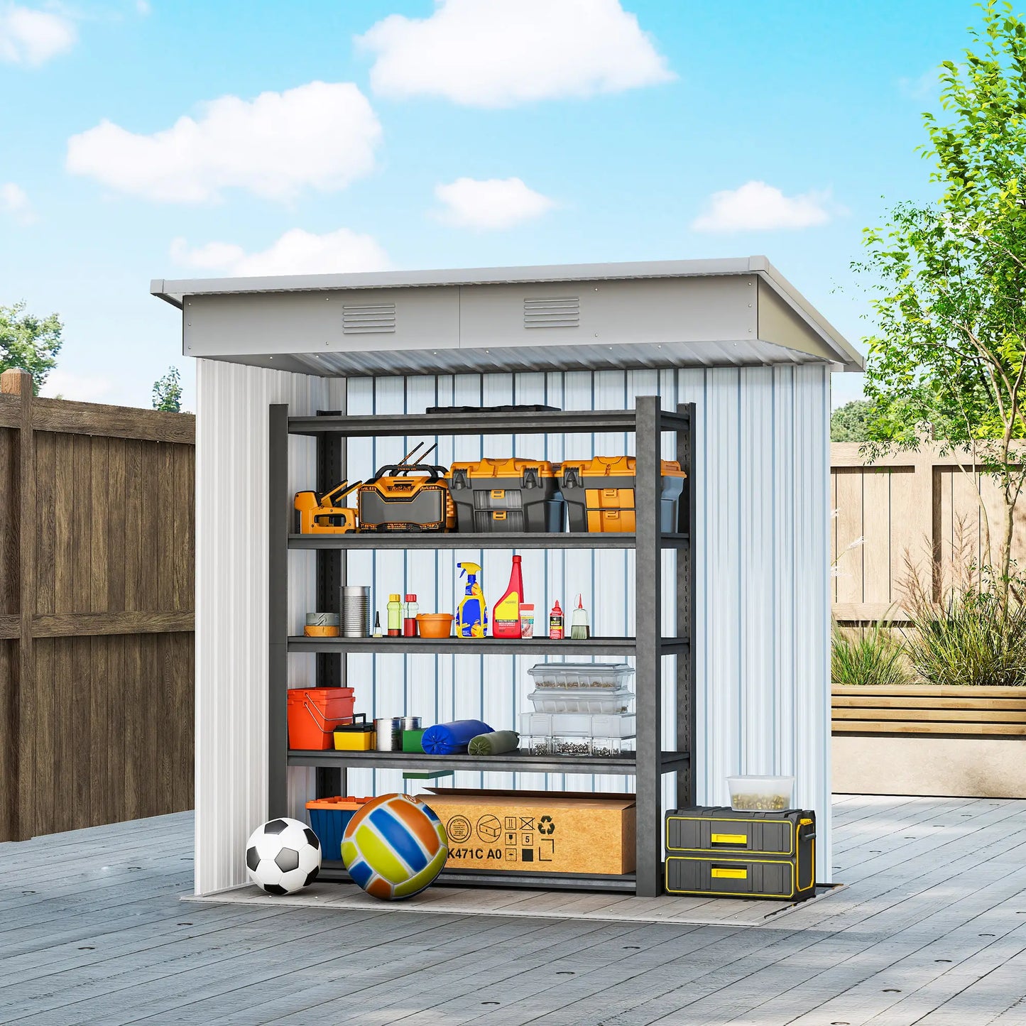 6' x 4' Metal Outdoor Storage Shed, Garden Tool Organizer, Charcoal Grey Sheds at Gallery Canada