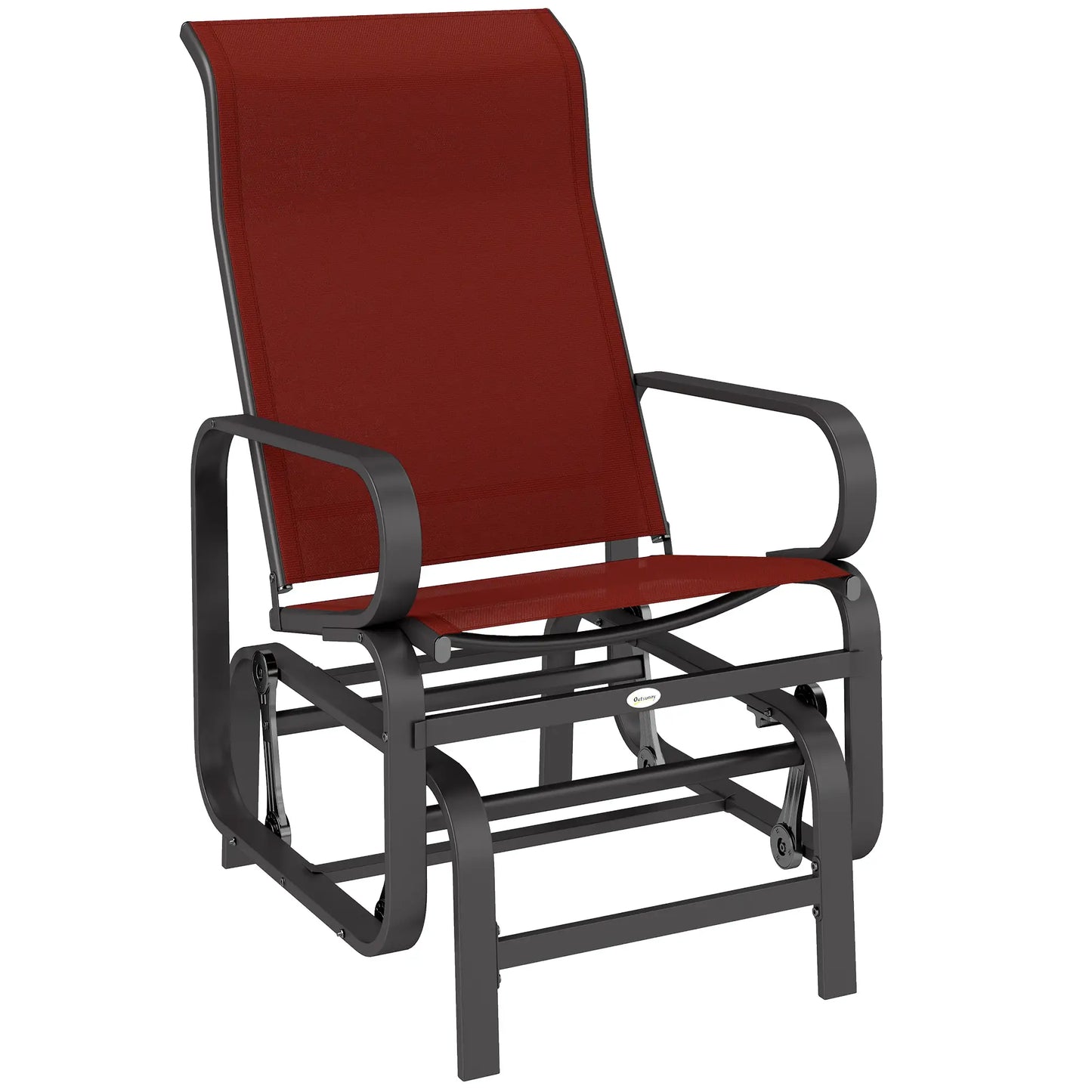 Outdoor Glider Chair, Breathable Mesh Fabric, Patio Garden Seat, Wine Red Outdoor Gliders at Gallery Canada
