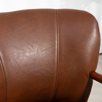 Modern Accent Chair, Faux Leather Upholstered, Wood Legs, Brown Accent Chairs at Gallery Canada