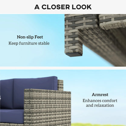 Wicker Outdoor Sofa, All Weather Patio Loveseat With Cushions, Dark Blue Patio Furniture Sets at Gallery Canada