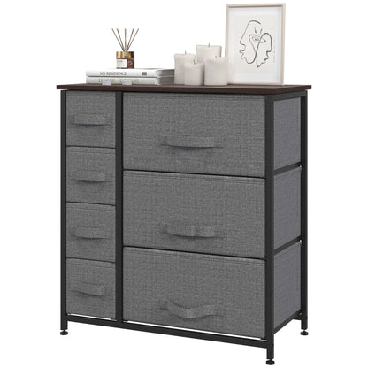 7 Drawer Dresser, Metal Frame, Fabric, Dark Grey Storage Cabinets Black, Dark Grey at Gallery Canada