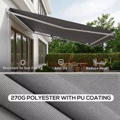 13' x 10' Retractable Electric Awning, Remote, Manual Crank, Grey Deck Awnings at Gallery Canada