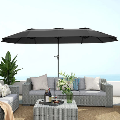 13ft Double-Sided Patio Umbrella with Crank Handle, for Poolside, Deck, Garden, Dark Grey Double-sided Umbrellas at Gallery Canada