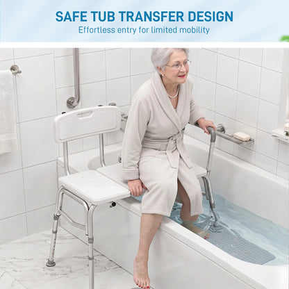 Tub Transfer Bench with Arm, Back, Shower Chair, White Bath Chairs at Gallery Canada