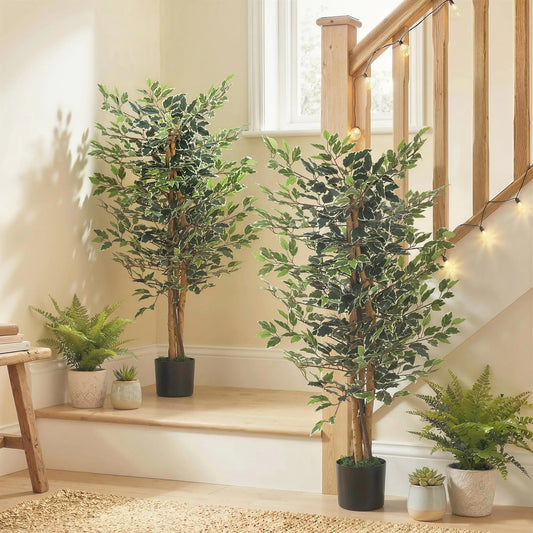 Artificial Ficus Tree With Leaves, Faux Plant In Nursery Pot Artificial Trees Green at Gallery Canada
