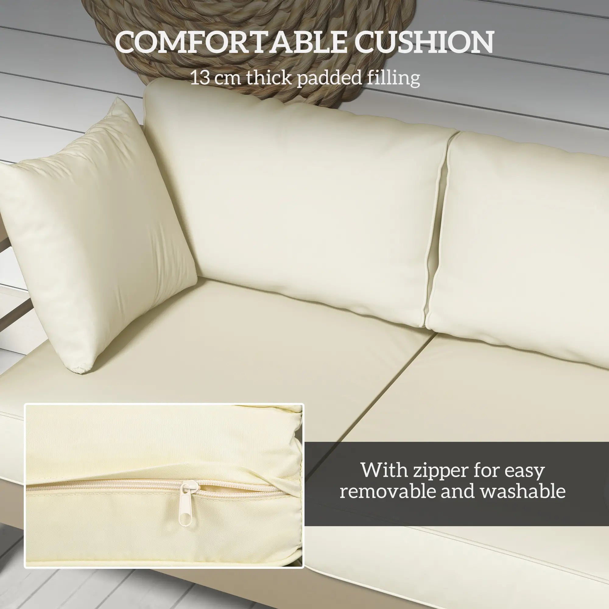 Outdoor Loveseat, Garden Sofa with Cushions, 54.3