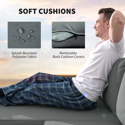 3 Piece L-Shaped Patio Set, Wood Top Coffee Table, Light Grey Patio Furniture Sets at Gallery Canada