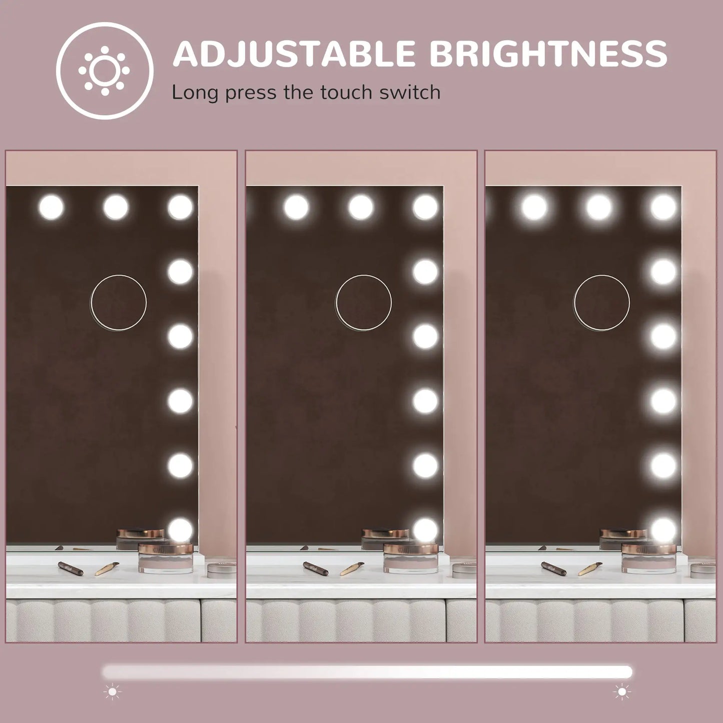 Hollywood Vanity Mirror With Lights, 31.5" x 24.4", White, 3 Colour, 10X Magnifying, USB Port, White