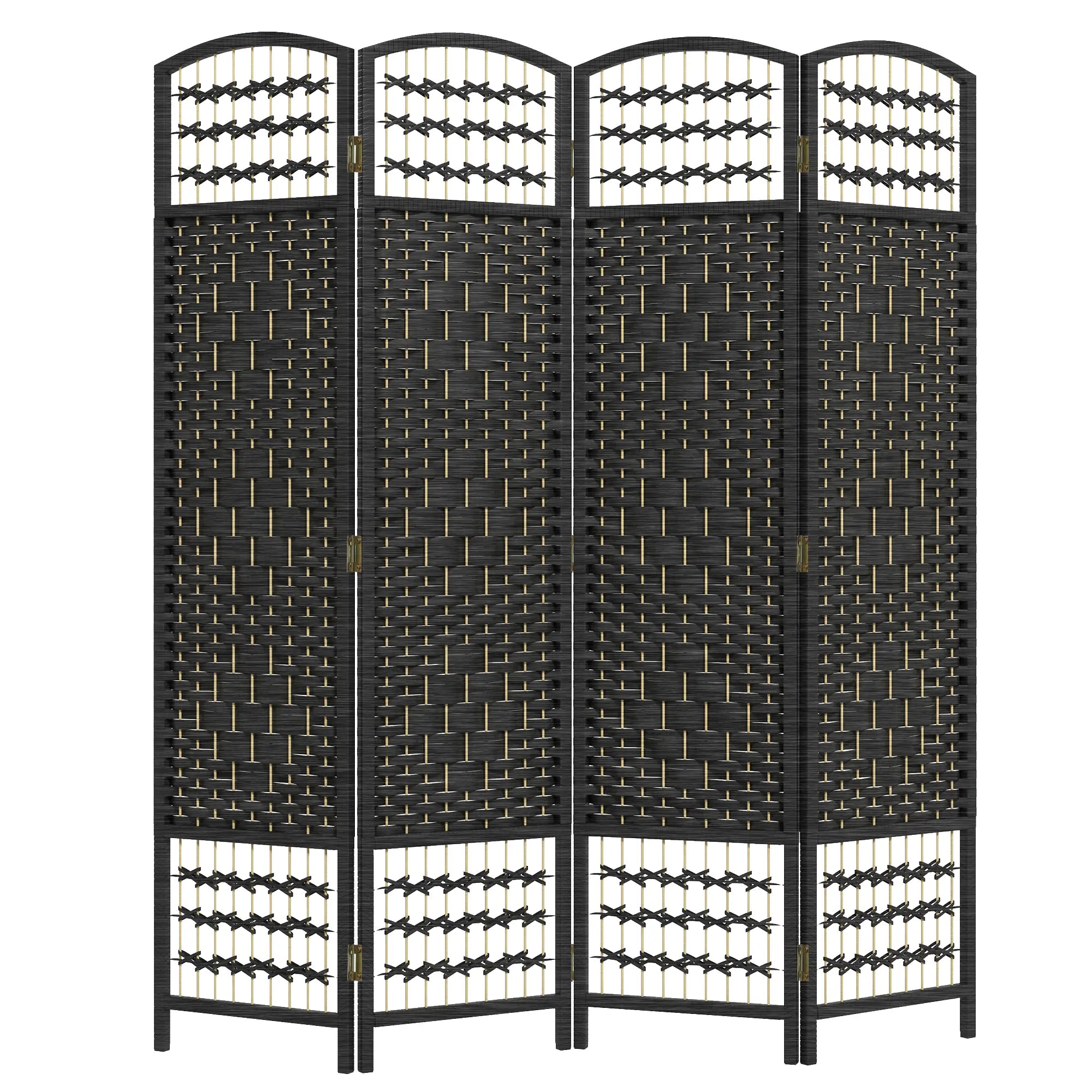 4 Panel Folding Room Divider, Portable Privacy Screen, Black Room Dividers at Gallery Canada