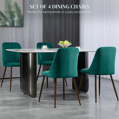 Upholstered Dining Chairs Set of 4, Velvet, Wood-Grain Steel Leg, Green Bar Stools at Gallery Canada