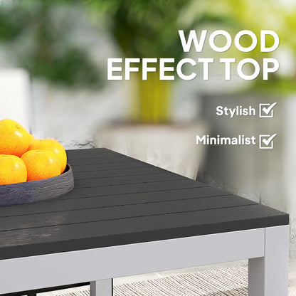 Outdoor Dining Table, 4-6 Seater, Slatted Top, Rust-Resistant Aluminium Frame, Black Patio Dinning Tables at Gallery Canada