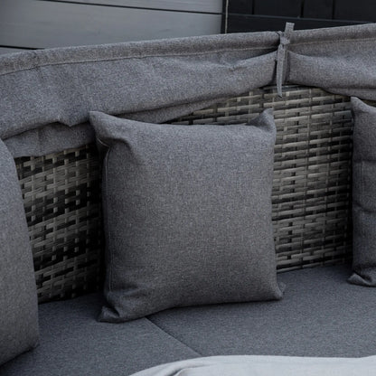 4-Piece PE Wicker Round Daybed, Outdoor Rattan Lounge Set, Grey Daybeds at Gallery Canada