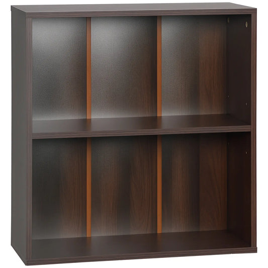 Small Wood Bookshelf, 2 Tier Storage Rack, Walnut Small Bookshelves Walnut at Gallery Canada