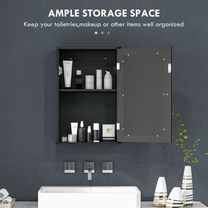 Wall Mounted Bathroom Mirror Cabinet with Shelves, Black Mirror Medicine Cabinets at Gallery Canada