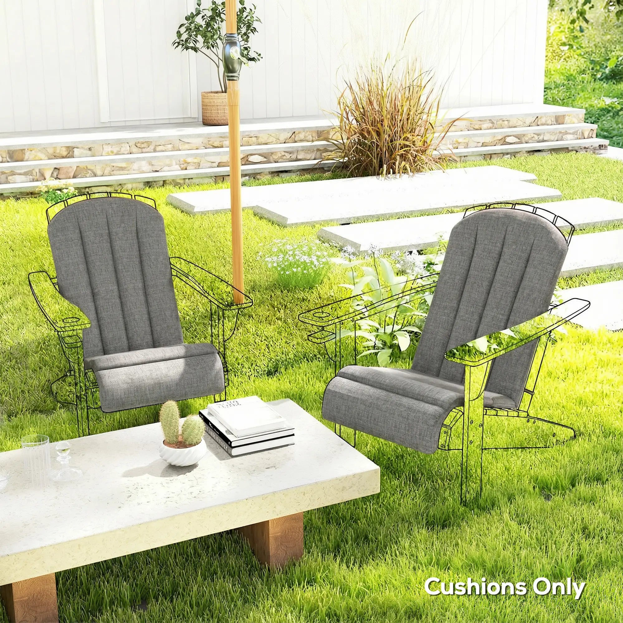 Patio Chair Cushions Set, High Back Adirondack, Dark Grey Patio Chair Cushions at Gallery Canada