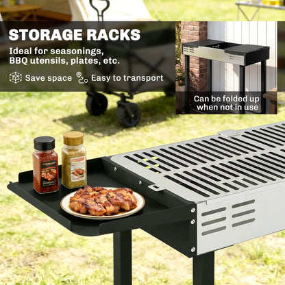Charcoal Rotisserie Grill, 3-Level Grate, Storage Shelves, Stainless Steel Charcoal BBQ Grils at Gallery Canada