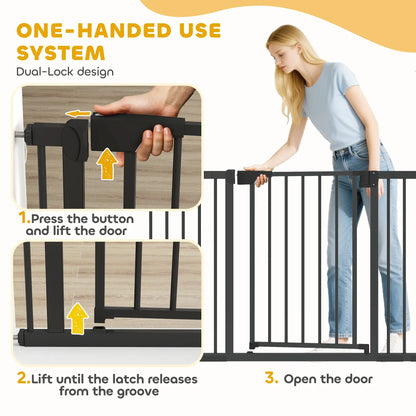 Baby Gate, Pet Safety Gate, 30"-51" Wide, Auto-Close, Black