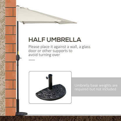 9.8ft Half Umbrella, Semi Round Patio Parasol, Crank Handle, Top Vent, Cream Sun Umbrellas at Gallery Canada
