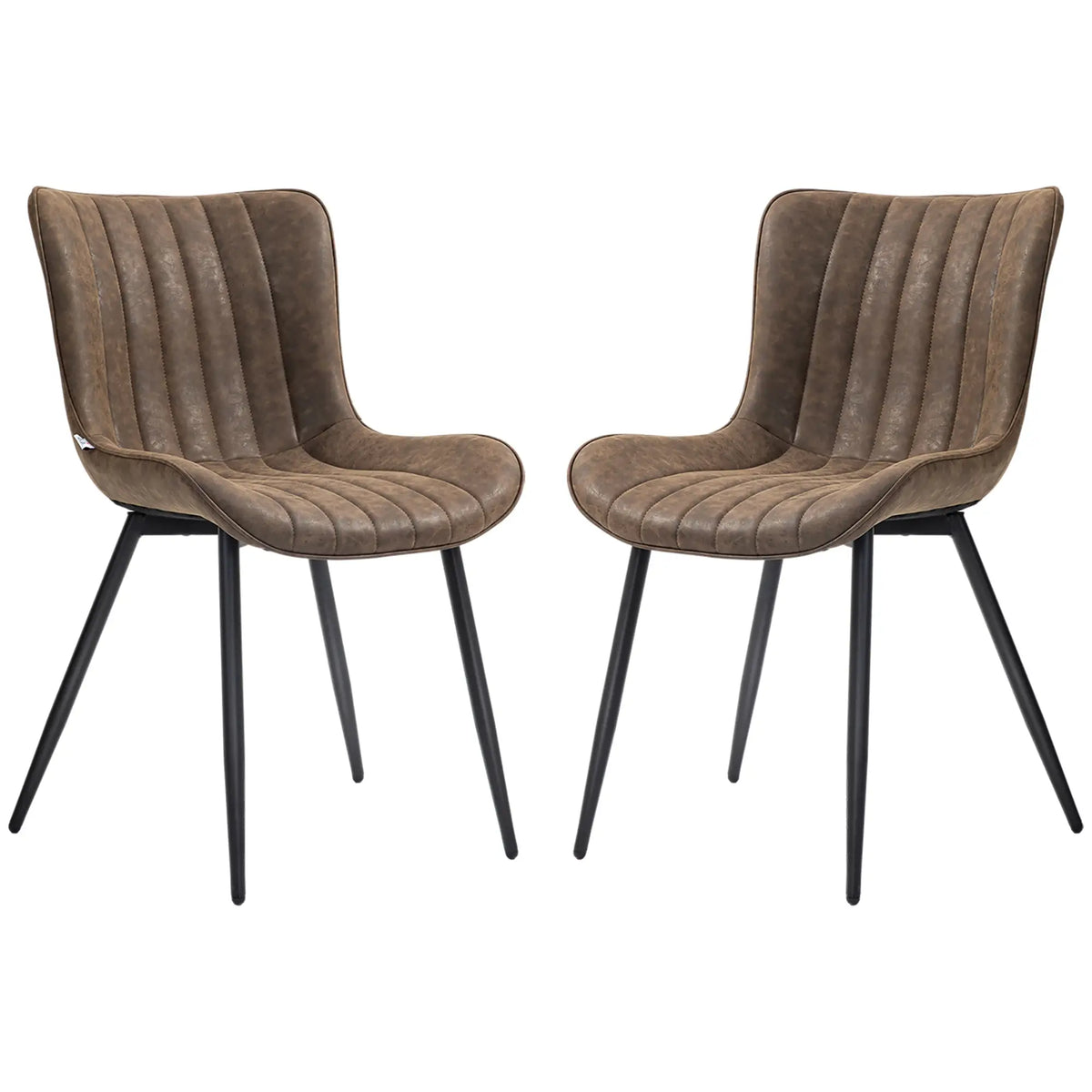 PU Leather Dining Chairs Set of 2, Steel Legs, Brown Dining Chairs Brown, Black at Gallery Canada