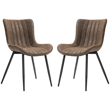 PU Leather Dining Chairs Set of 2, Steel Legs, Brown Dining Chairs Brown, Black at Gallery Canada