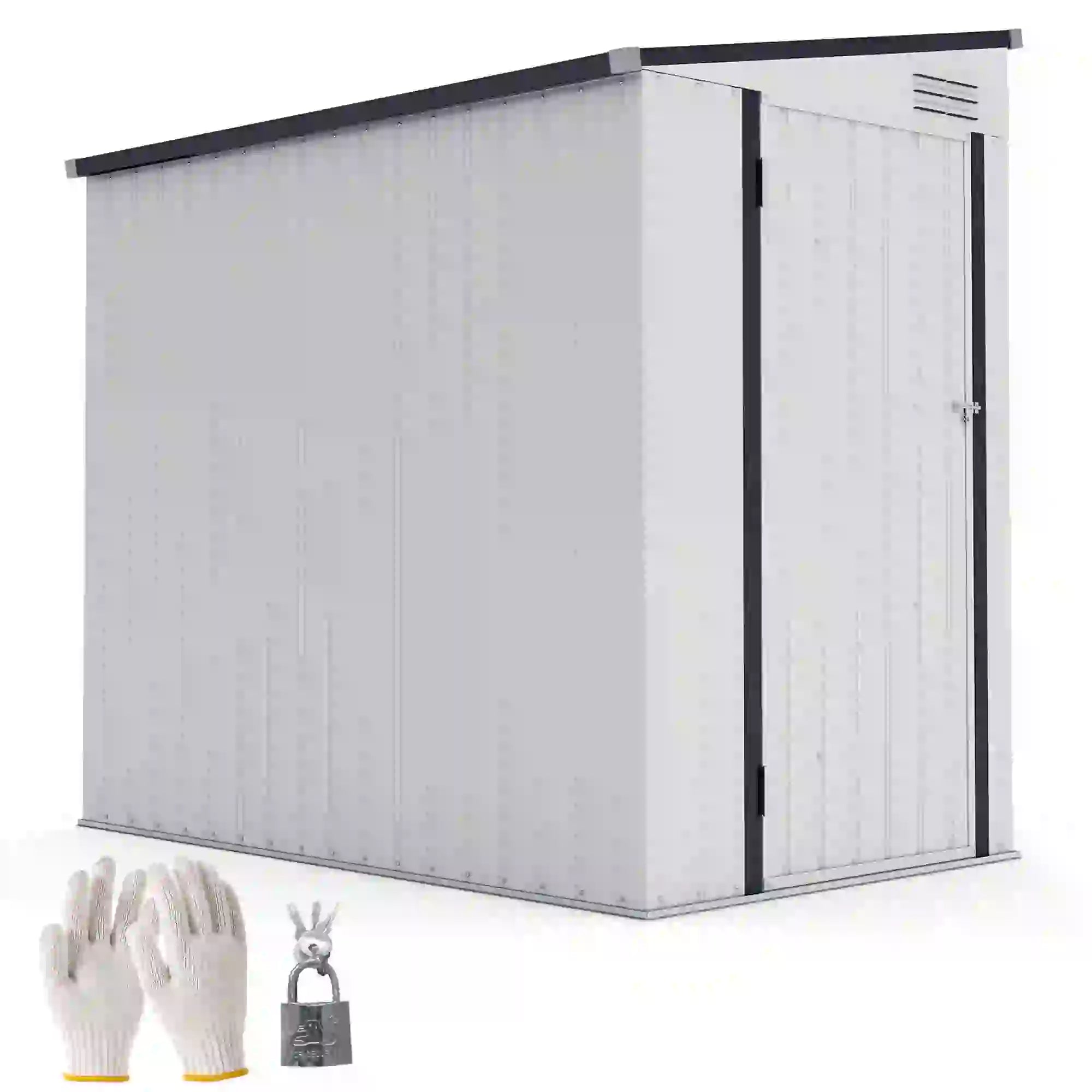 4.3' x 6.3' Metal Outdoor Storage Shed With Lockable Door, Dark Grey Sheds at Gallery Canada