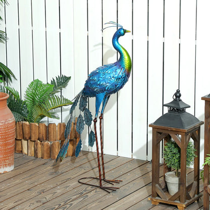 Peacock Garden Statue, 32.7" Navy Blue, Lawn Ornament Bird Statue With Stakes, Navy Blue Garden Decor at Gallery Canada