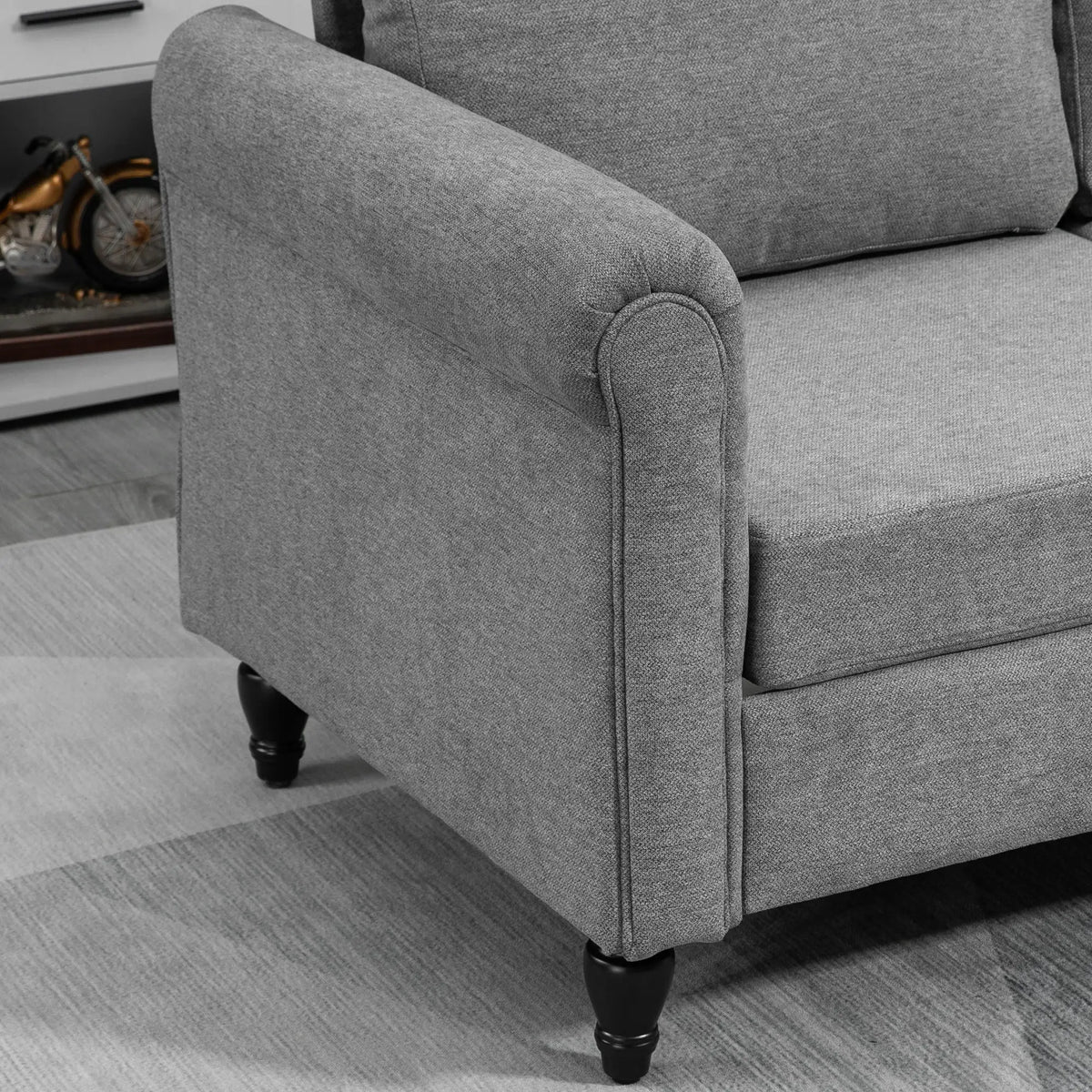 Vintage Loveseat, Chenille Fabric 2 Seater Sofa, Light Grey