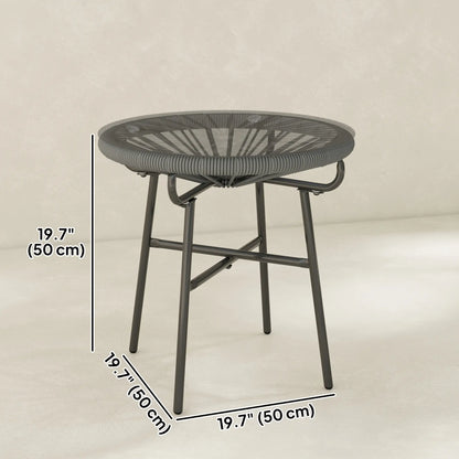 Round Outdoor Rattan Side Table, Tempered Glass Top, Dark Grey Patio Side Tables at Gallery Canada