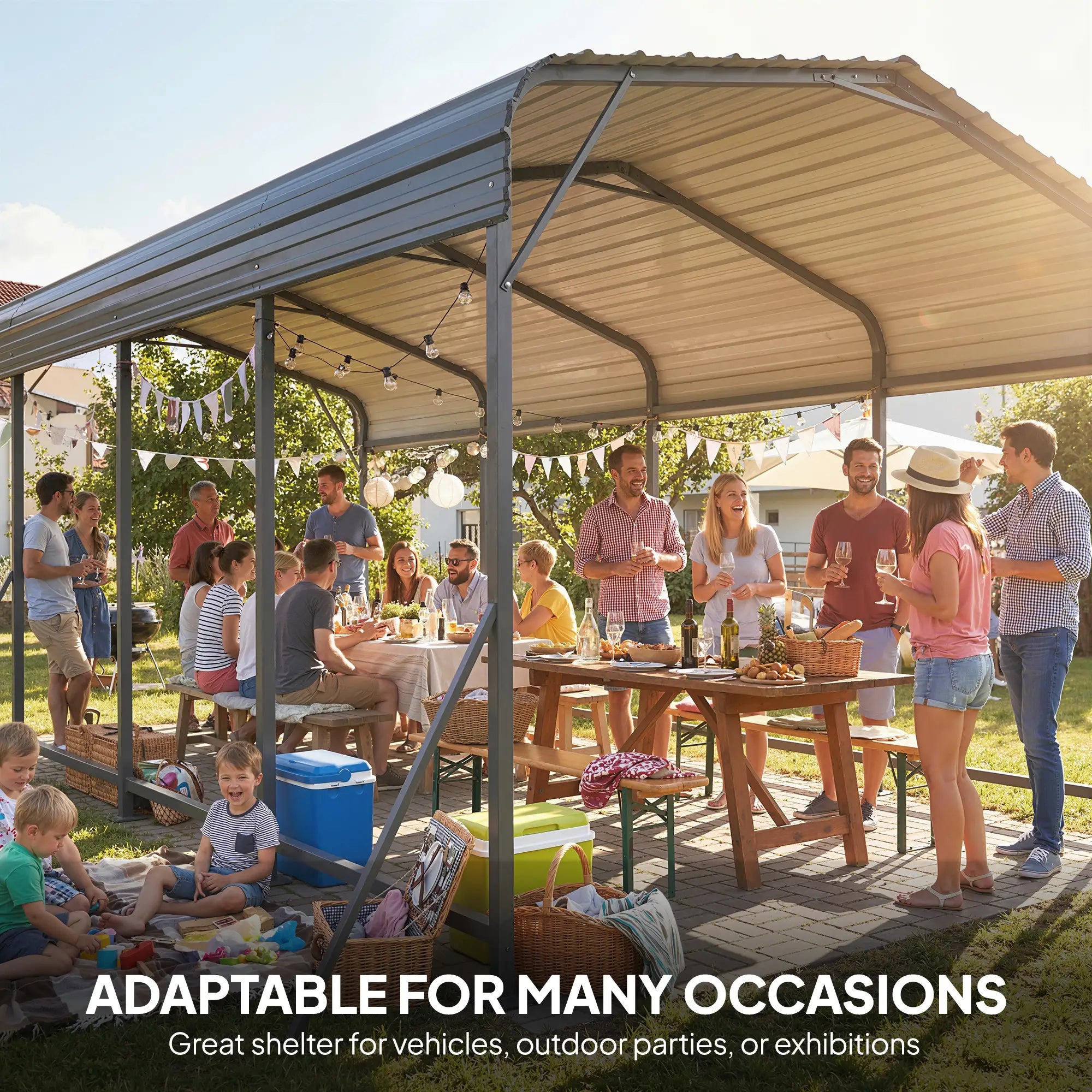 10 x 15FT Metal Carport, Heavy-Duty Canopy, Reinforced Frame, Dark Grey Car Shelters at Gallery Canada
