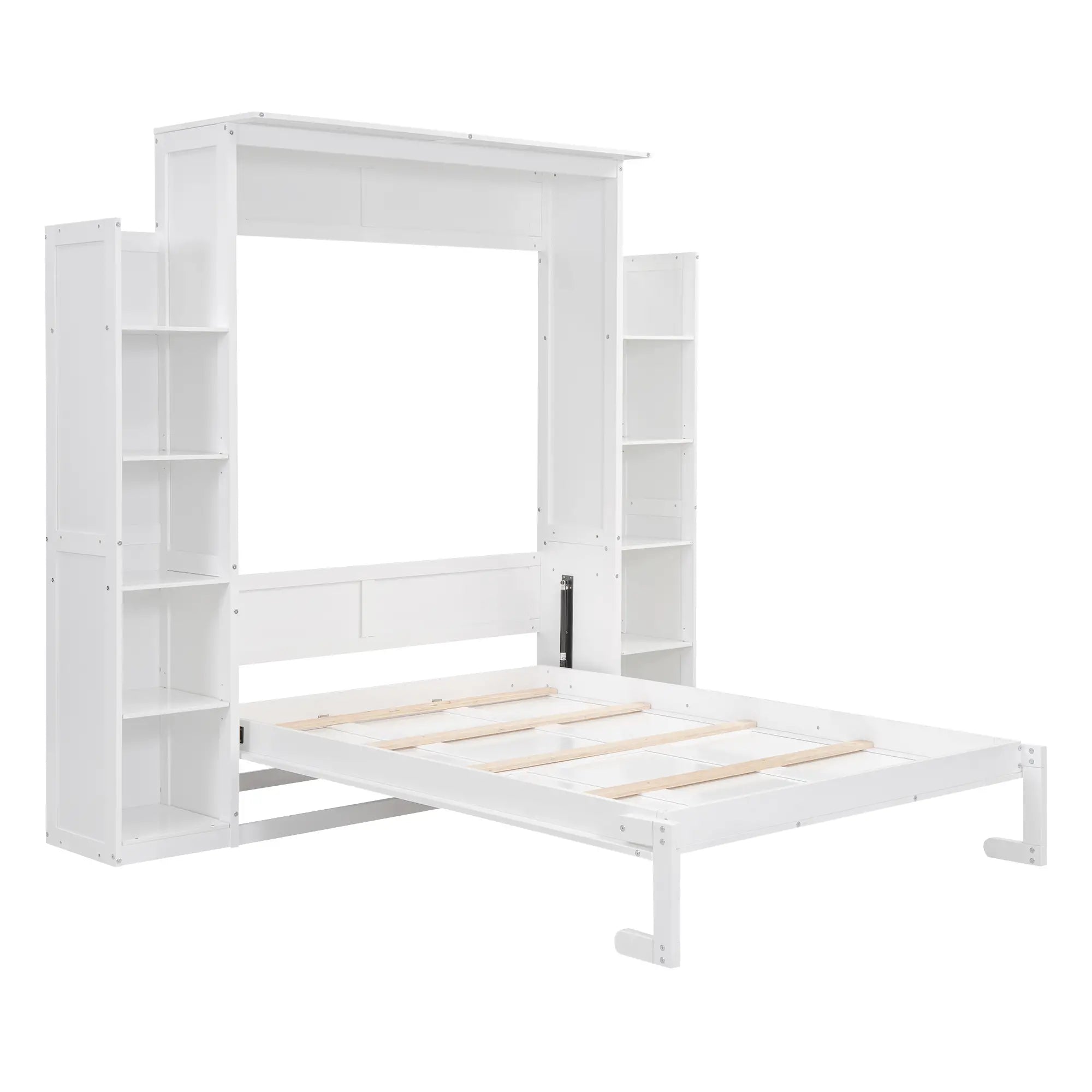 Murphy Bed with Shelves, LED Lights, 91