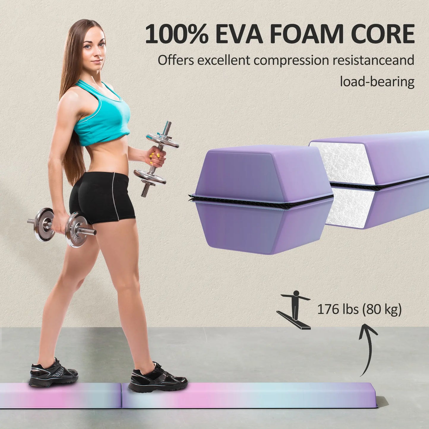 7ft Folding Balance Beam, Gymnastics Equipment, Anti-Slip, Multicolour Gymnastics Mats at Gallery Canada