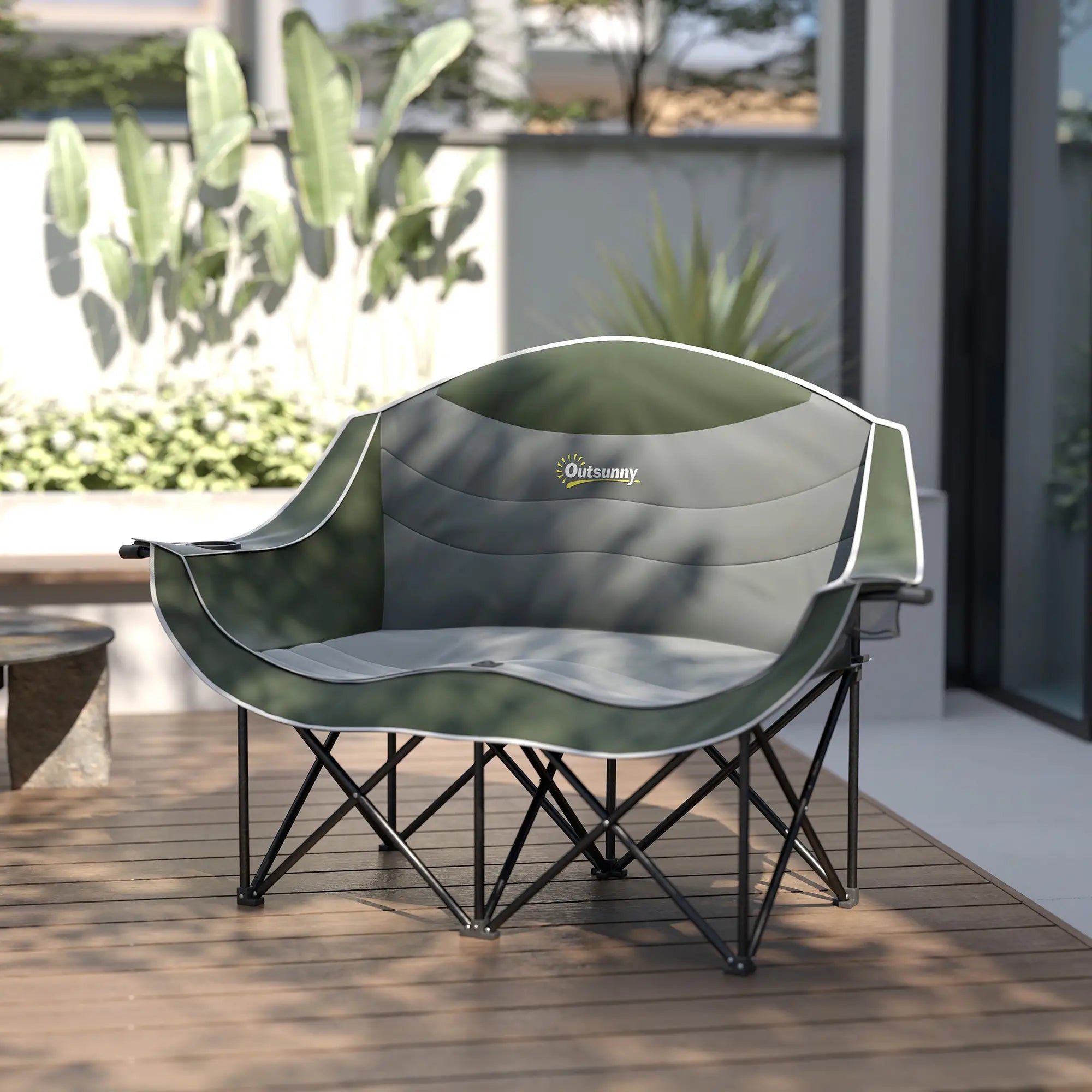 Portable Camp Chair, Double With Cup Holders, Carry Bag, 551 lbs, Dark Green Picnic Tables & Camping Chairs at Gallery Canada