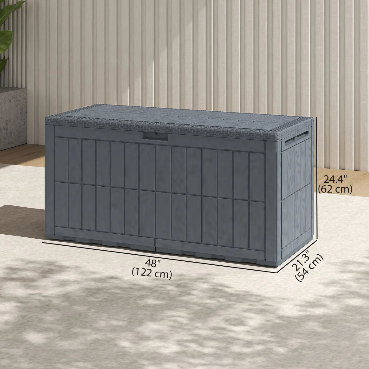 100 Gallon Resin Deck Box, Waterproof Lockable Outdoor Storage Patio Storage Boxes at Gallery Canada