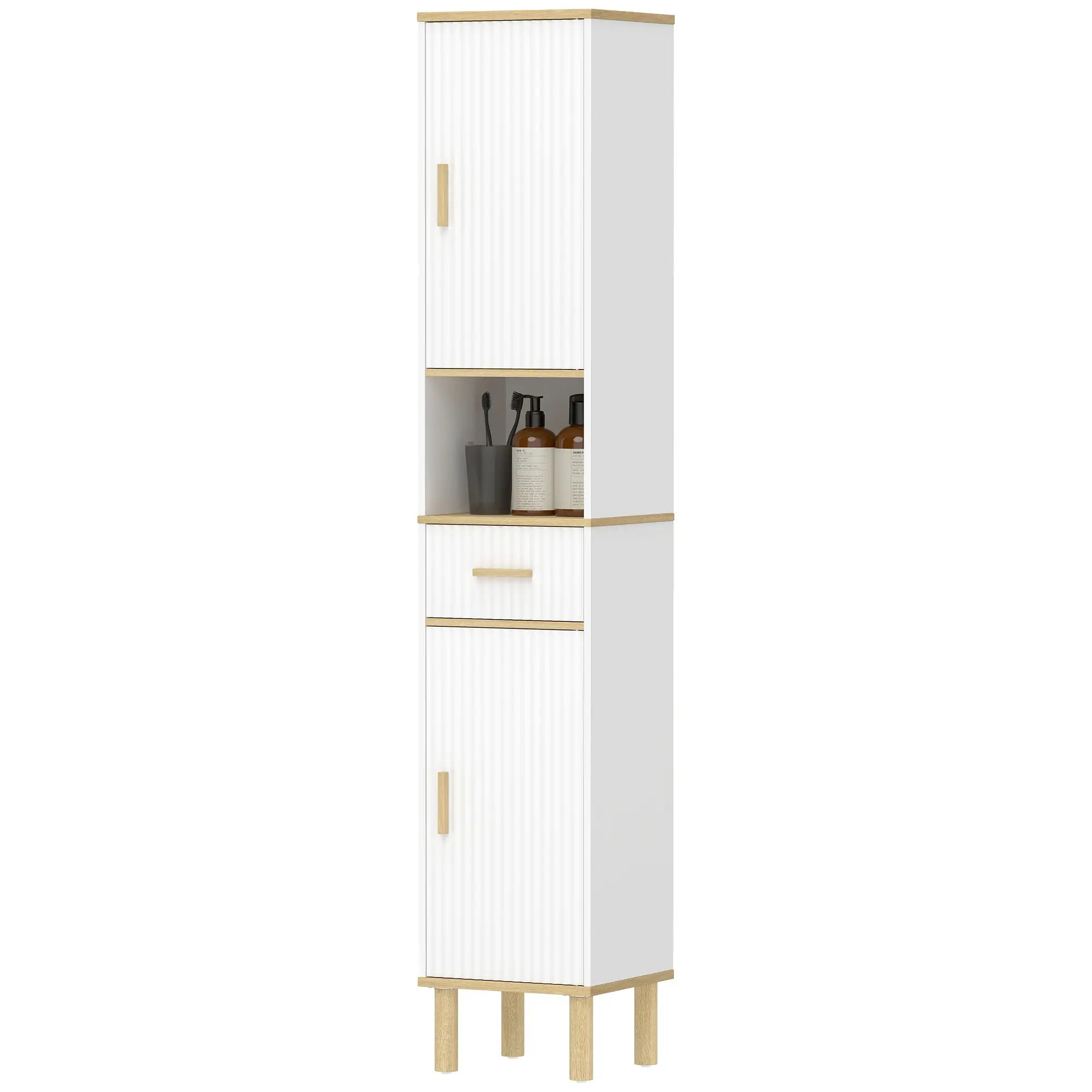 Tall Bathroom Storage Cabinet With Drawer, Adjustable Shelves, White Freestanding Bathroom Cabinets White, Wood Wood Finish at Gallery Canada