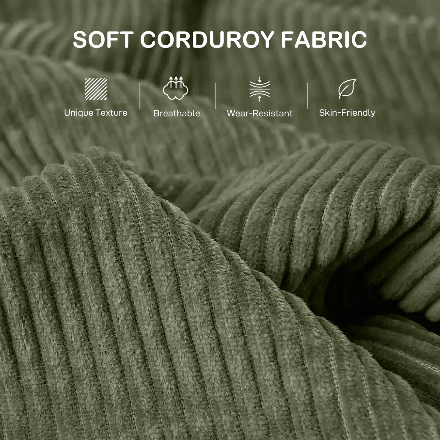3 Seater Sofa, 83.5" Upholstered Couch, Pocket Spring, 2 Cushions, Green 3-Seater Sofas at Gallery Canada
