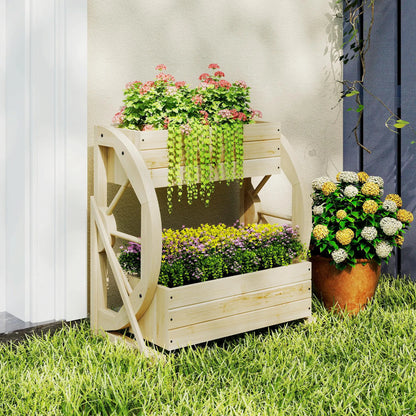 Wooden Wagon Planter Box, 2-Tier Raised Garden Bed, Wooden Wooden Planter Boxes at Gallery Canada