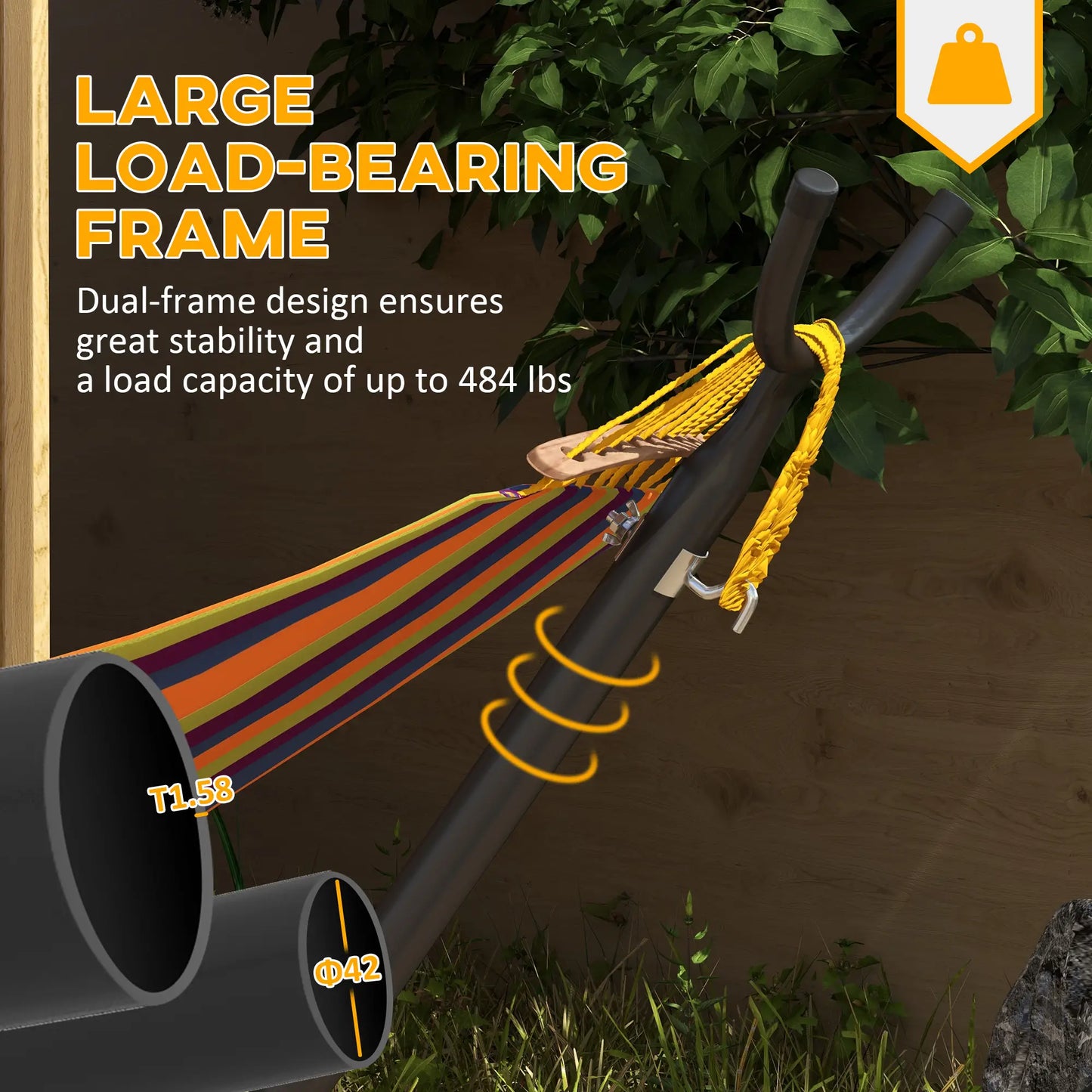 9.5ft Hammock Stand, Portable with Wheels, Adjustable, Black Hammock Stands at Gallery Canada
