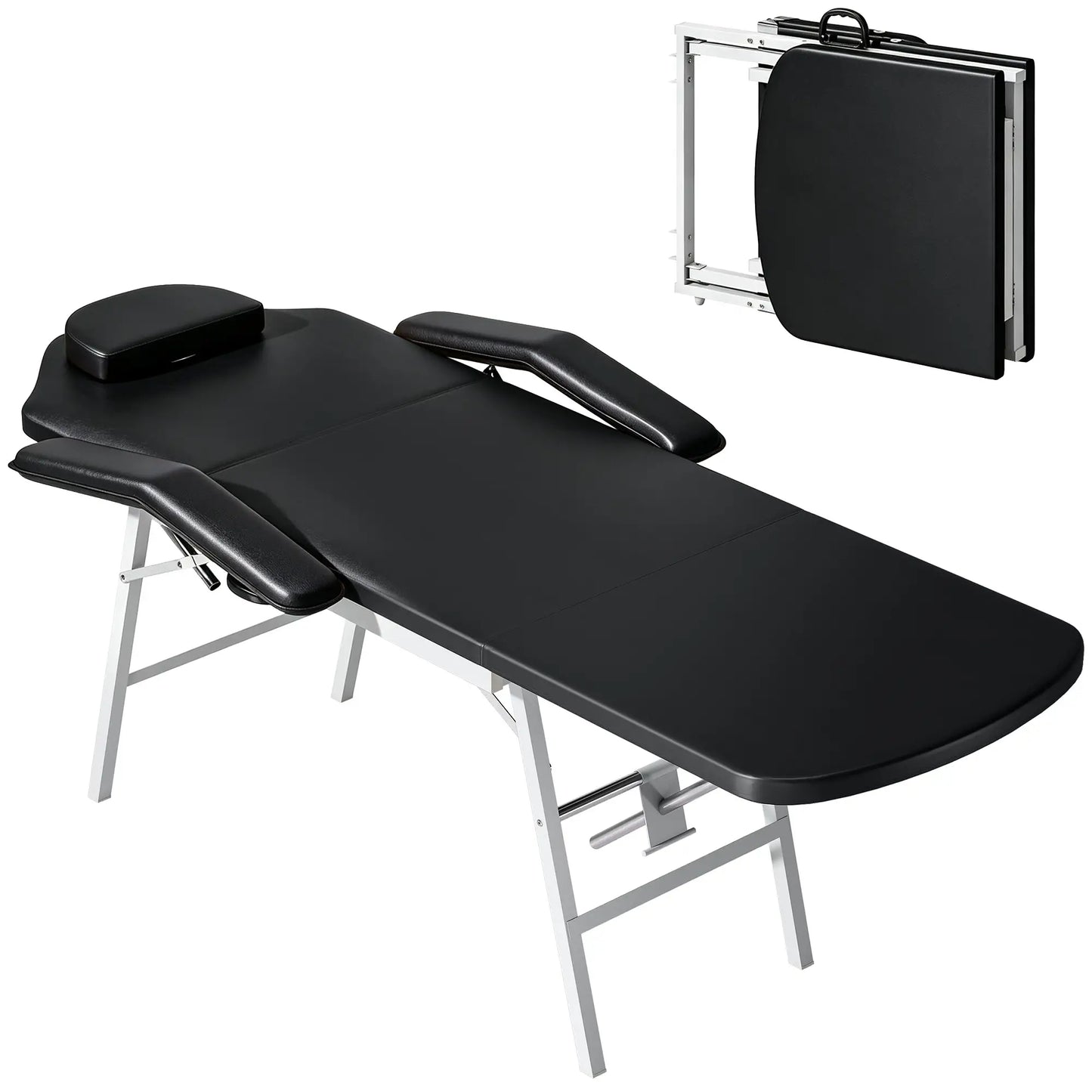 Table de massage pliante portable, noire