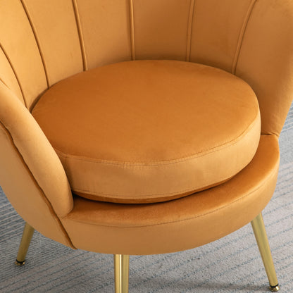 Modern Velvet Accent Chair, Gold Metal Legs, 1-Piece, Yellow Accent Chairs at Gallery Canada