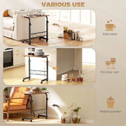 Mobile Standing Desk, Adjustable Height, 23.5 Inch, Rustic Brown, Brown Side Tables at Gallery Canada